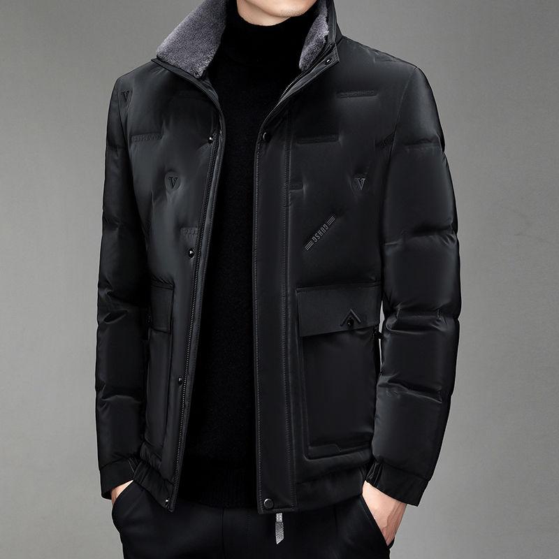 Daunenjacke Herren Wintermode Stehkragen Weiße Entendaunen Warme Jacke Winterstil