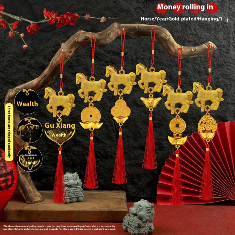 1Pc Bonsai Nament Lucky Tree Charm New Year Tassels Hanging Decoration 2026 Horse Year Decor Car Adornment Spring Festival Party