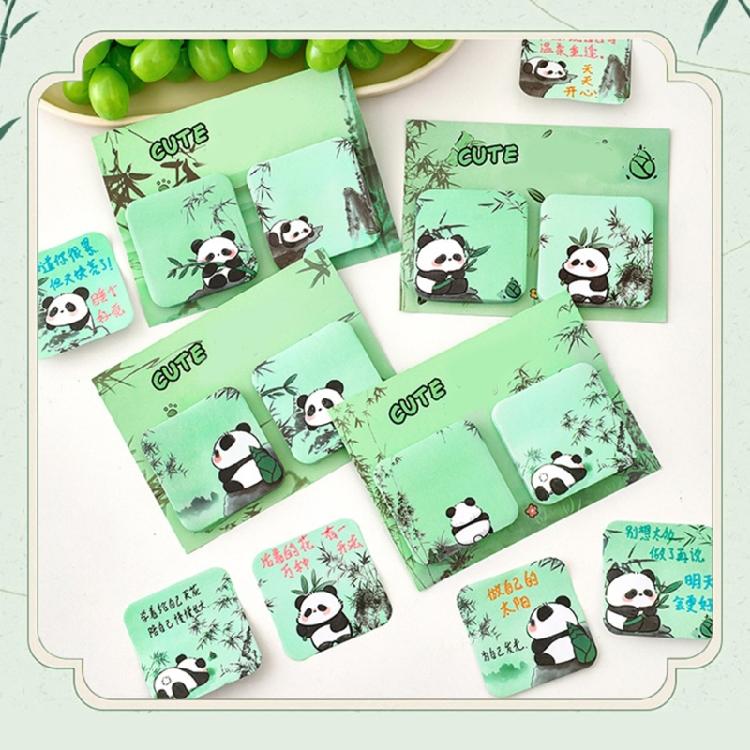 Cartoon Panda Sticky Note Paper 60Sheets Adheive Notes Pocket Notes Memo Pad Small Notepads for Writing Journaling
