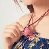 Bohemian Women Rhinestone Inlaid Peacock Round Faux Opal Pendant Necklace Gift