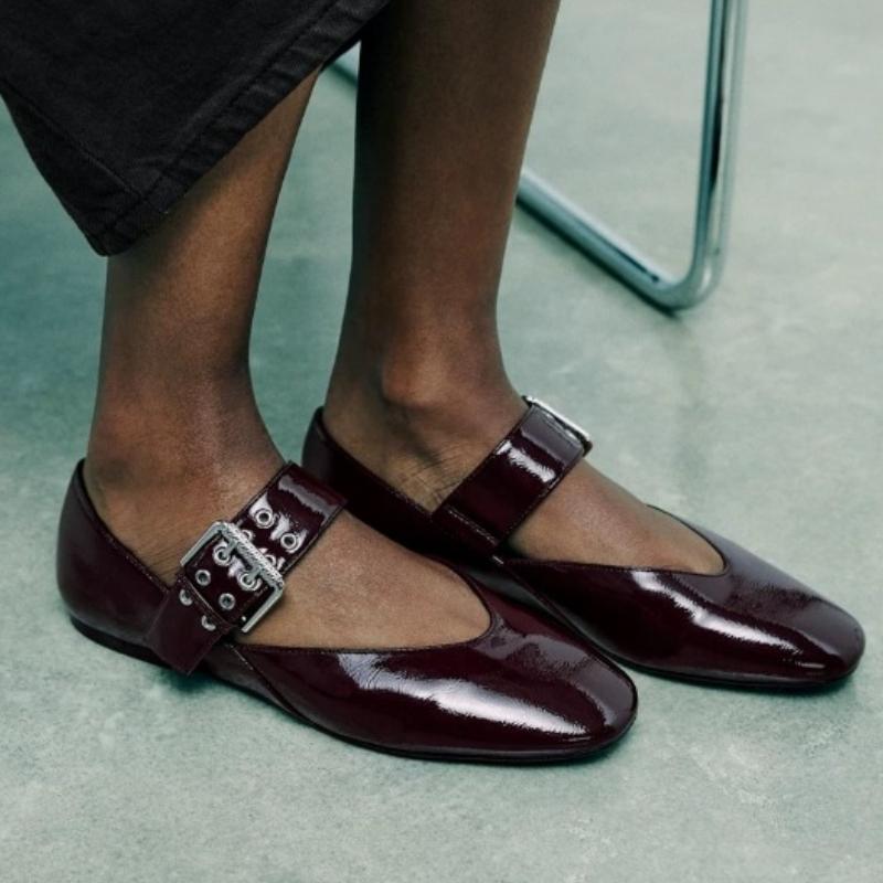 Ayakkabı Kadın Babetler Sığ Ağızlı Sonbahar Sivri Burun Loafer'lar Babetler Yeni Sonbahar Leopar Retro Elbise Ayakkabıları