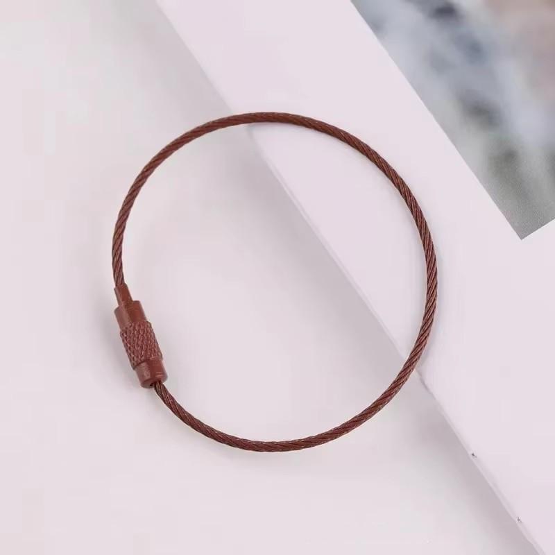 10pcs Colored Painted Steel Wire Keychain DIY Keyring Accessories Circle Rope Cable Loop Camp Luggage Tag Screw Lock Gadget 15cm