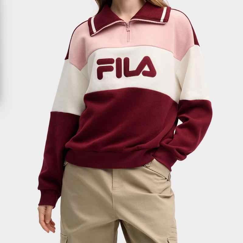 New FILA Sweatshirt Women's Fairy Pink Wine Red F11W519204FWI