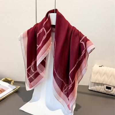 Luxury Print Square Scarf For Women Cotton Linen Feeling Neck Scarf Shawl Warp Elegant Neckerchief Bandanas Hijab