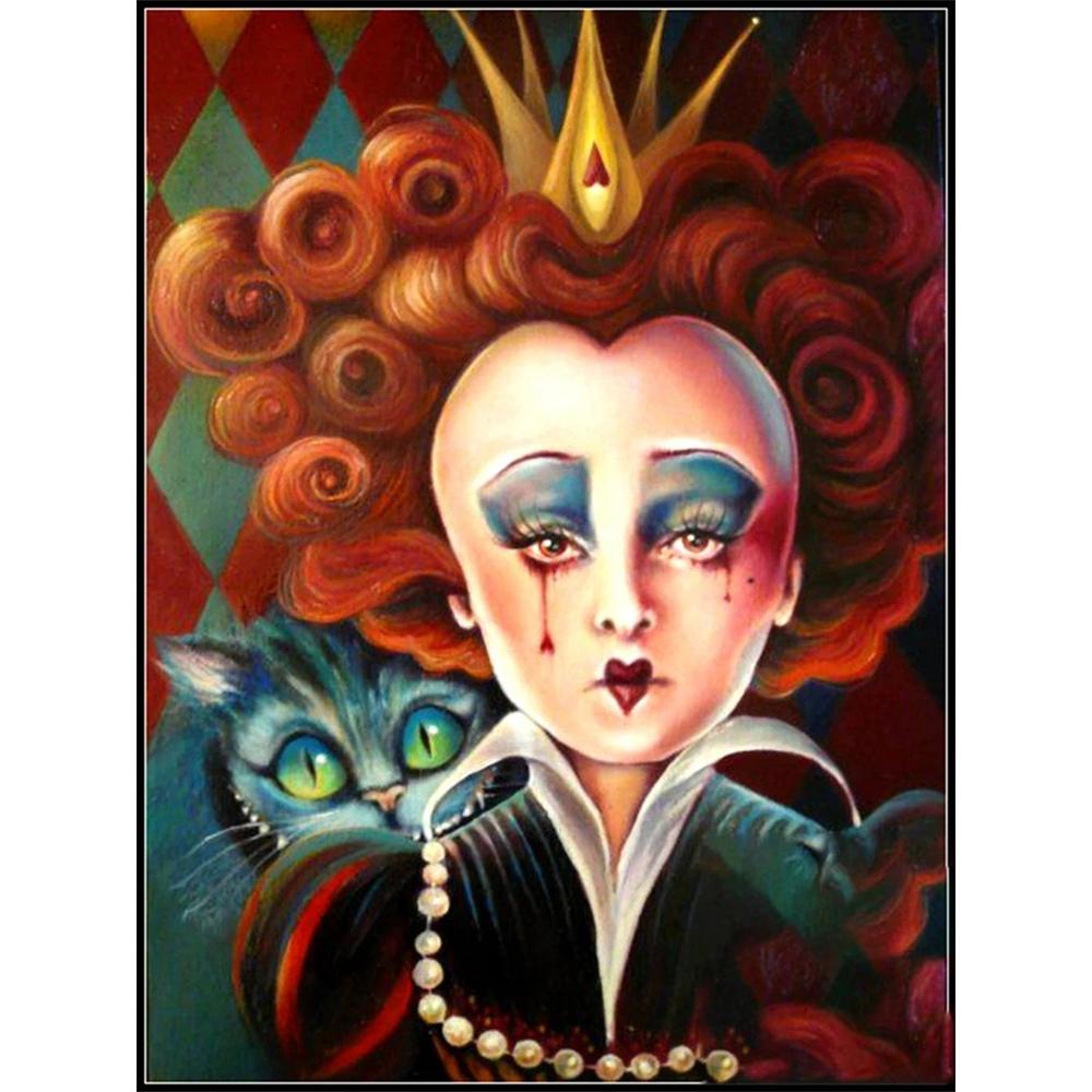 

Disney Diamond Painting Red Queen Cheshire Cat Dark Art Painting Cute DIY Rhinestone Mosaic Cross stitch Kit Embroidery Gift Home Decor Round 20x30cm