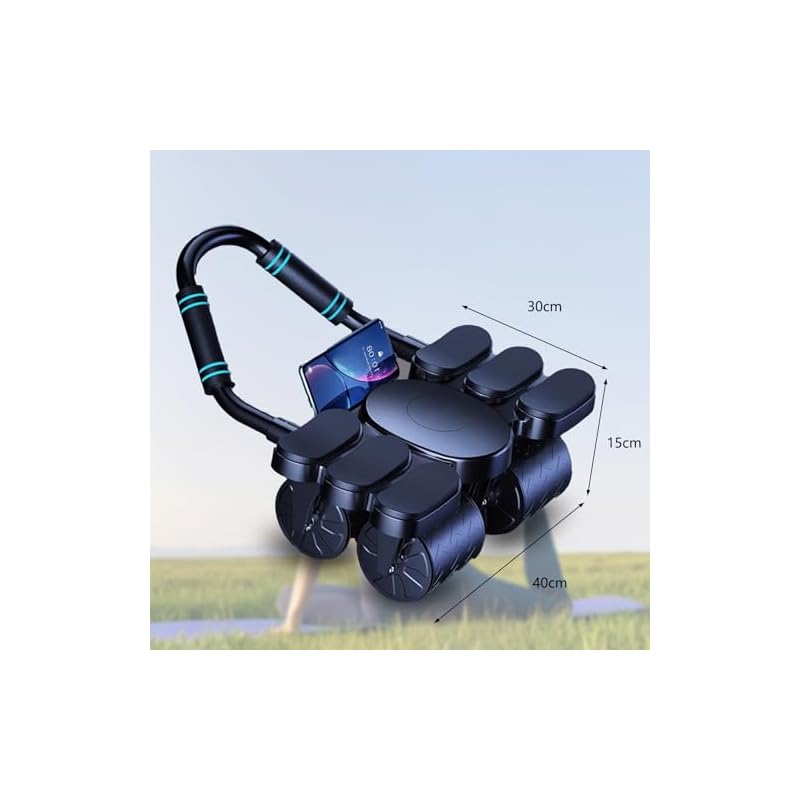 SGEBD Ab Roller, Abdominal Exerciser with Smartphone Stand, Auto-Return, Knee Protection Mat, 4 Wheels, Durable, Easy Assembly, Lightweight,