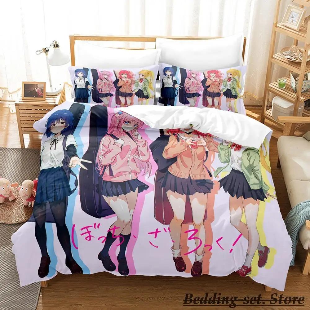 Gotou Hitori Bedding Set Single Twin Full Queen King Size Bed Set Adult Kid Bedroom Duvetcover Sets Anime parure de lit Bed
