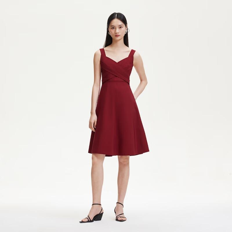 

VEROMODA 2025 Spring Heart-Neck Cinched Waist Cross-Strap Dress XS