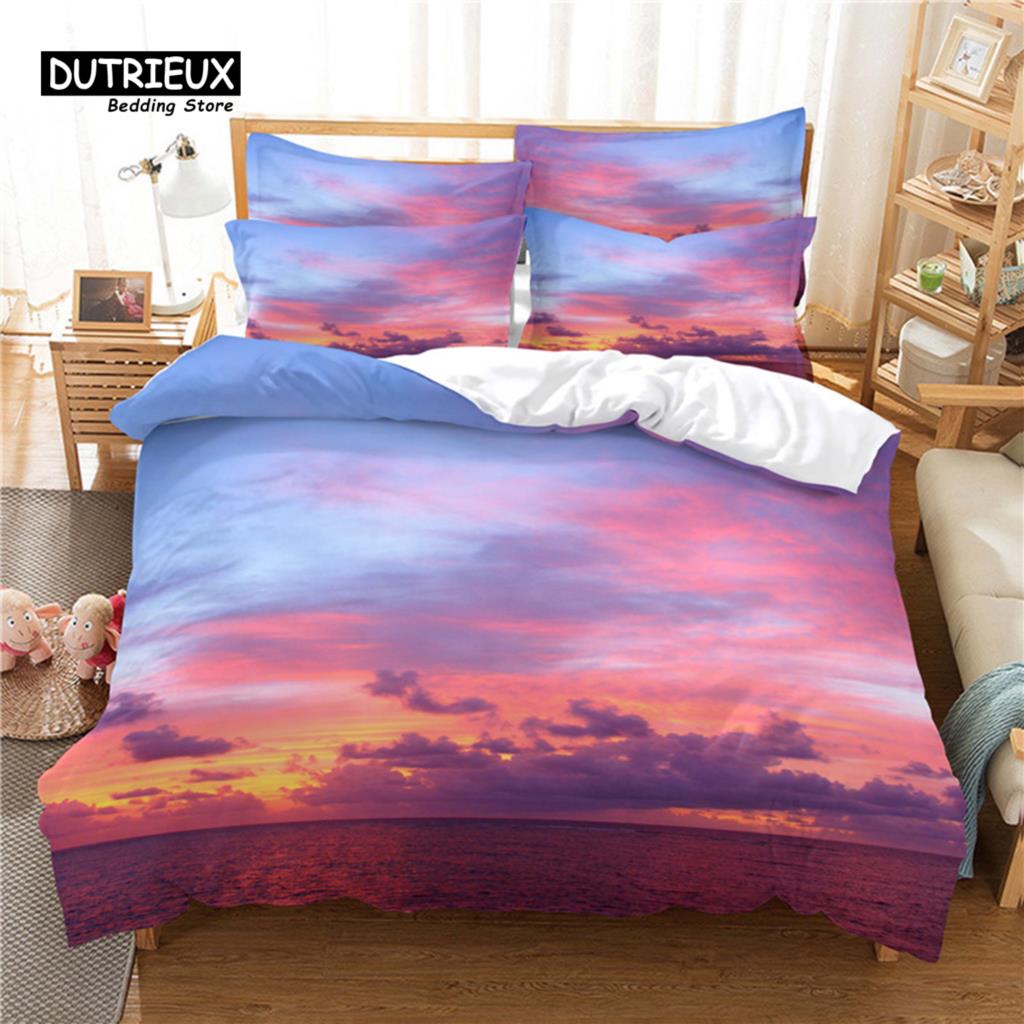 Beautiful Scenery Bedding Set, Wave 3Pcs Duvet Cover Set, Soft Comfortable Breathable Duvet Cover, For Bedroom Guest Room Decor