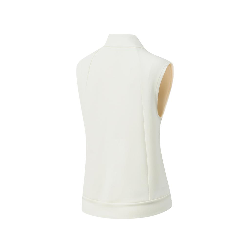 SAUCONY Solid Color Comfortable Casual Sports Stand Collar Sleeveless Vest Women Vest Natural-White SC1249027A-WT16