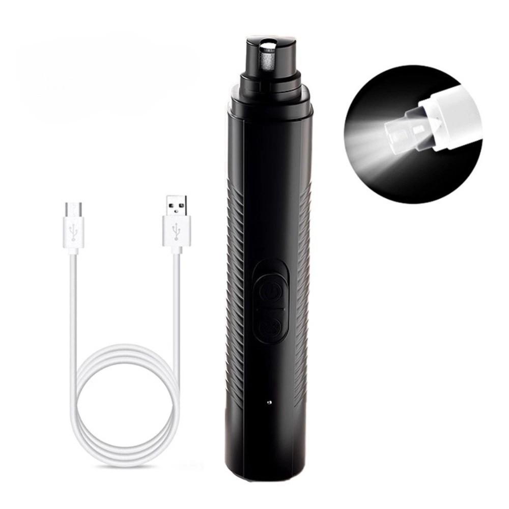 

Перезаряжаемая электрическая пилка для ногтей для собак с USB-зарядкой, светодиодной подсветкой, триммер для кошачьих лап, уход за домашними животными в домашних условиях чёрный