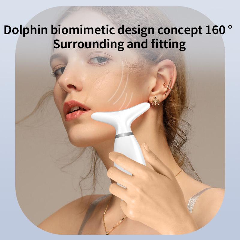 LED Cross-Neck Facial Massager: Lifting, Firming, and Hot Compress Skincare Tool for Women