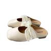 Lace Lace-up Bow Bag Head Slippers Women's Outer Wear Spring and Summer Square Head Flat Soft Bottom Mary Jane Half Slippers