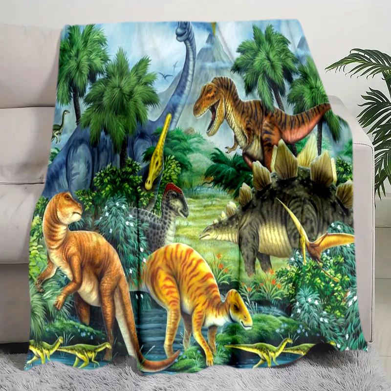 Dinosaur Adventure Blanket Perfect All Seasons Soft Comfortable Sofa Office Nap Travel Birthday Gift Christmas Present