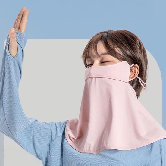 Ice Silk Sunscreen Face Guard, Full Face Sun Protection Face Protector, Neck Clavicle UV Shield with Ear Loop, for Hiking, Fishing & Outdoor