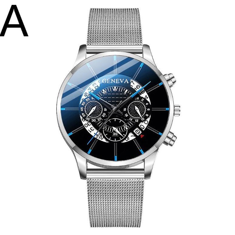 Alloy Mesh Belt Watch, Three-Eye Ultra-Thin Mesh Belt Fashion Casual Steel Belt Quartz Watch Men
