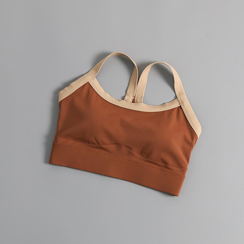 Women's Shockproof Color-Blocked Sports Bra: Quick-Dry, High-Intensity Yoga Top with Integrated Fixed Cups