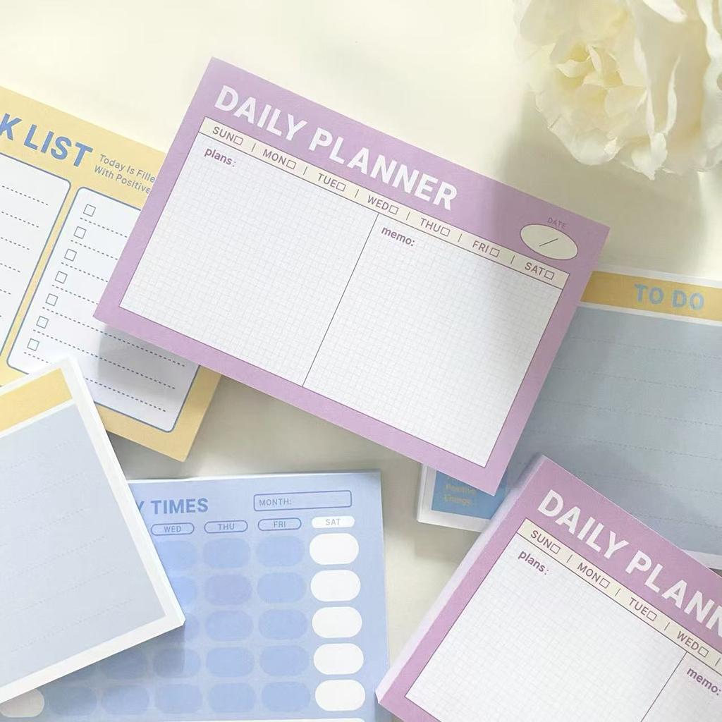 Korean Style High-looking Time List Series Note Pad Memo Plan Check-in Account Material Message Paper Sticky Note