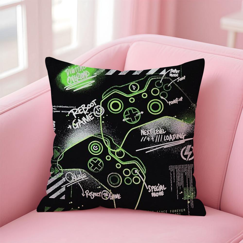 Colorful Graffiti Game Gamepad Cushion Cover Linen Pillowcase Cover Soft Decor for Sofa Home Room