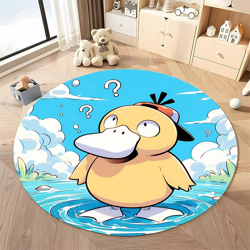 Various Styles and Sizes Pokemon Psyduck Cartoon Round Carpet Bedroom Living Room Sofa Study Desk Seat Mat Kids Room Decor Rug