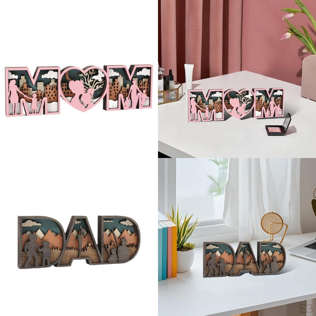 Dřevěná ozdoba Máma Figurka Den matek Dekorace Suvenýr Stolní středová dekorace Socha pro