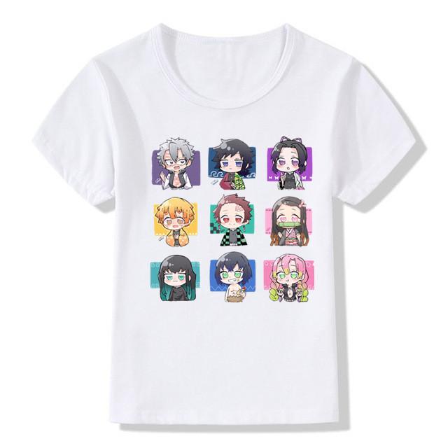 Fashion Cartoon Demon Slayer Anime Kimetsu No Yaiba Children's T-Shirt Summer Loose Short Sleeves White Women Tops Boy Girl Tees