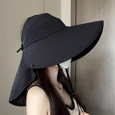 Super Large Brim Sun Hat, Women's Summer Shawl New UV Protection Empty Top Hat, Outdoor Face Cover Neck Sun Hat Beach Hat for Outdoor Hiking Travel