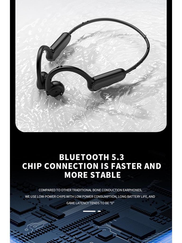 B8 Bone Conduction Open-Ear Bluetooth Headphones - Waterproof, Sports & Cycling Ear-Hook Design.