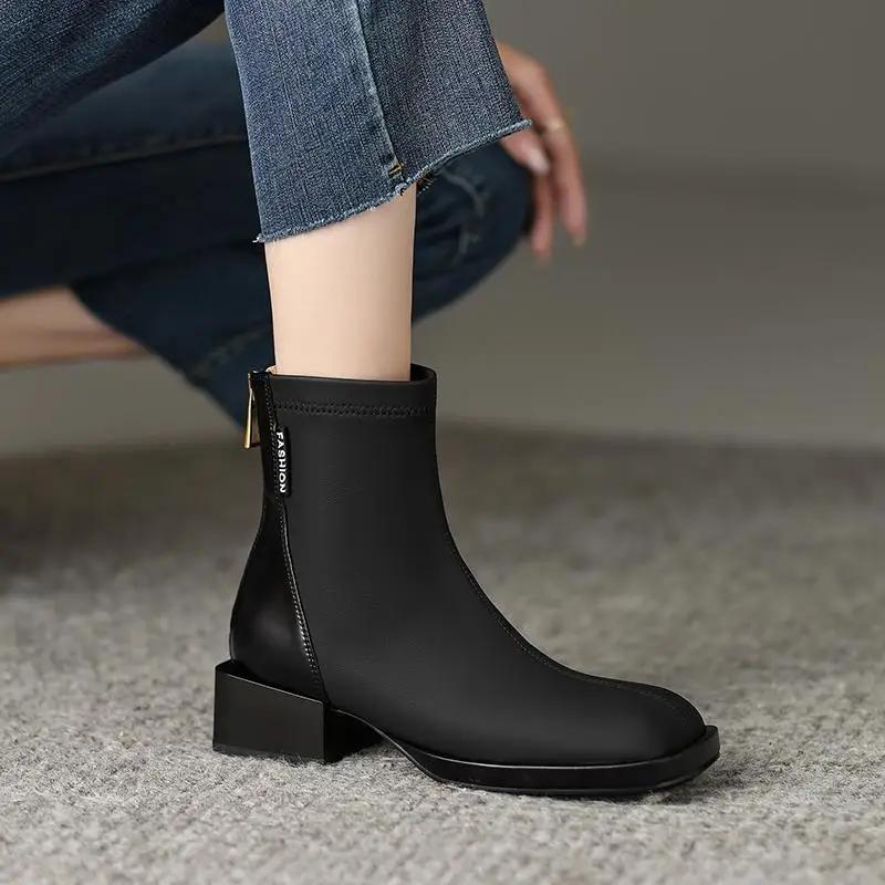 Female Short Shoes Elastic Autumn Winter 2025Women's Ankle Boots Y2k Trend Footwear Spring Booties On Offer