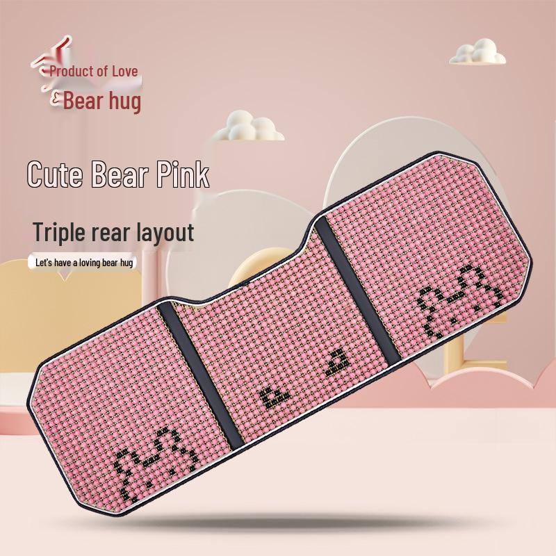 Cartoon Bear Wooden Bead Car & Office Cushion Set - 3-Piece, All-Season