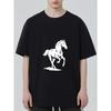 Black T Shirt With White Horse Print For Casual Wear