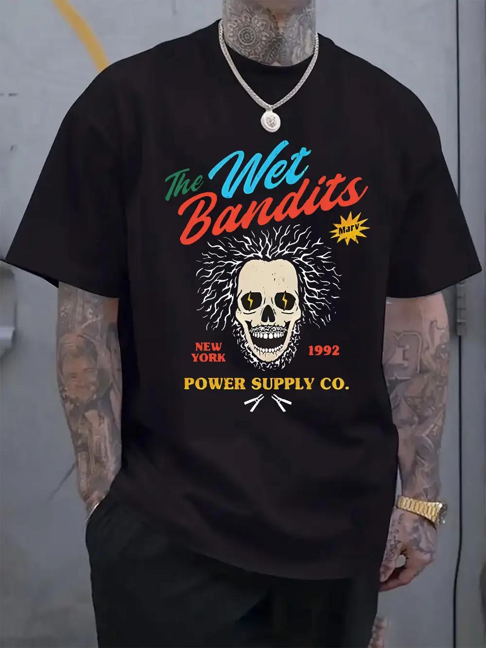Black Graphic Print T-shirt -  THE WET BANDITS  Band Design XL