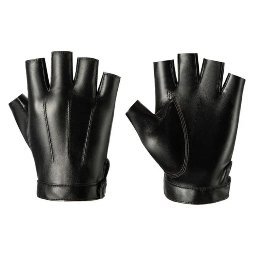 Fitness PU Leather Gloves Riding Cycling Gloves Motorcycle Fingerless Mittens  Driving Fishing