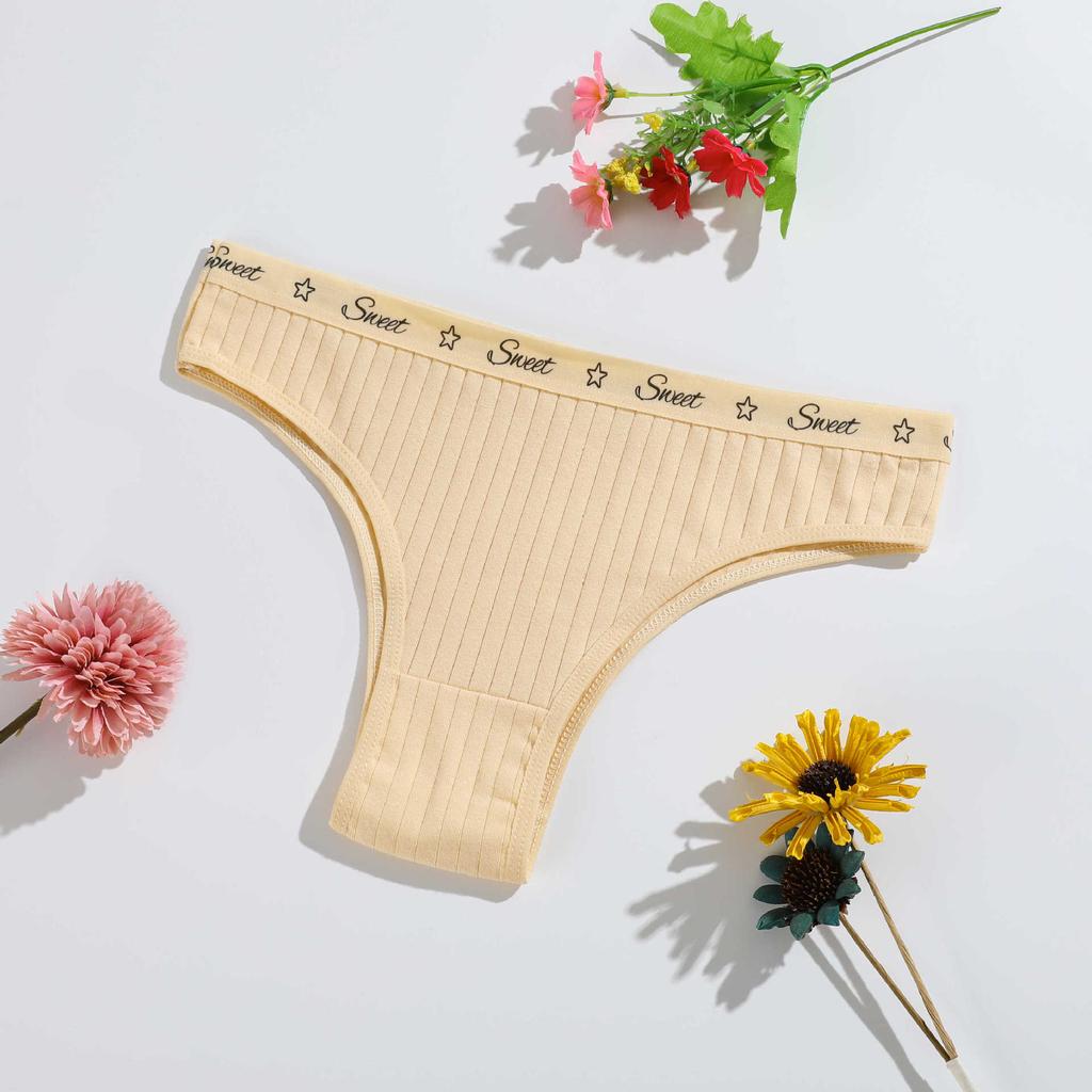 Female Spring and Autumn New Cotton Pure Color Abdominal Breathable Briefs