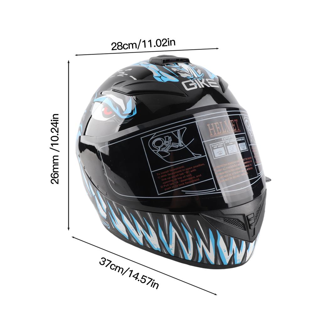 Full Face Motorcycle Helmet Street Bike Helmet for Men Women Unisex, Good Breathability with Safety Buckle, Blue, XL