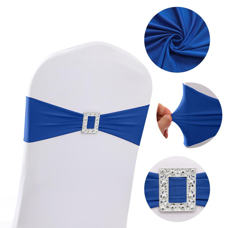 

Stretch Chair Sashes Bands with Rectangle Buckles Bows for Party Wedding Banquet Birthday Chair Decoration Ceremony Event 10 pcs