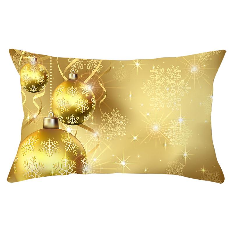 New Christmas Peach Skin Waist Pillowcase Gold Series Sofa Cushion Cover Bedside Pillow Cover