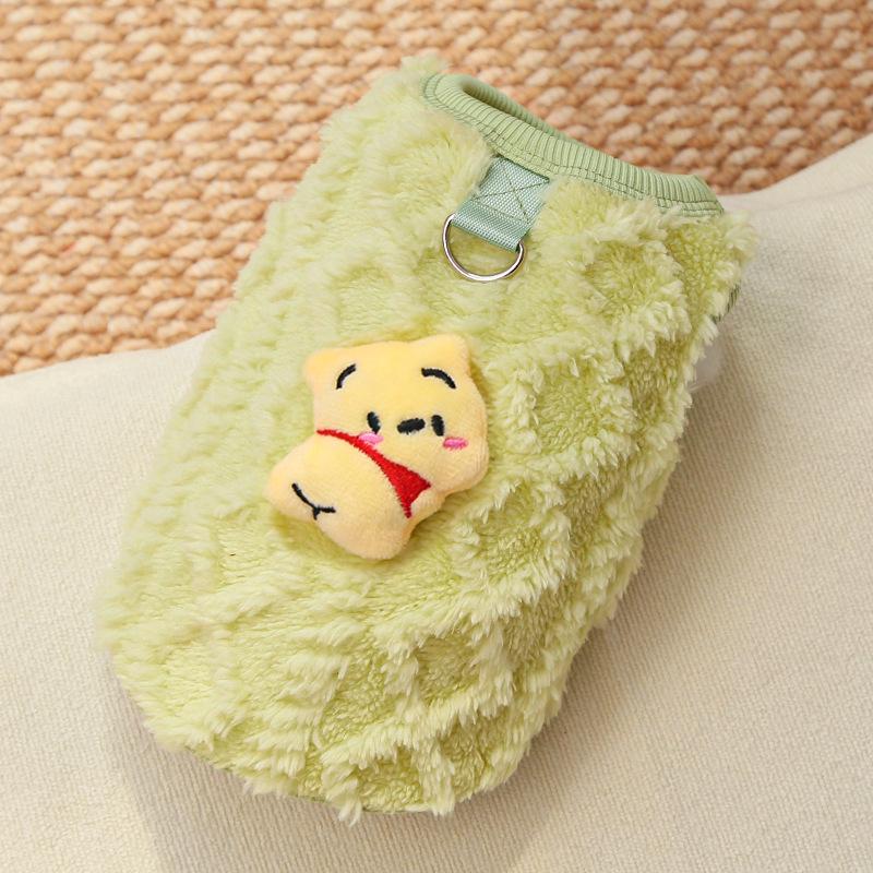 Cozy Cartoon Puppy Flannel Cat & Dog Vest - Warm Teacup Doggy Clothes for Small Pets