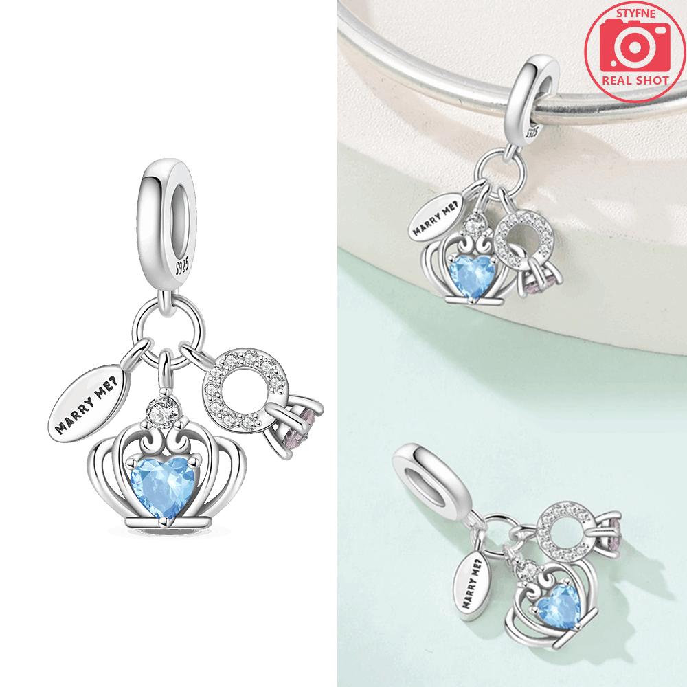 Charms Copper Original Blue Zircon Swan Pendant Butterfly Shoes Bead Fit Bracelet Women Jewelry Diy Accessory Gift