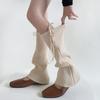Winter Knitted Leg Warmers Bandage Bow Sweet Girls Solid Color Long Stockings Knitted Foot Cover Knee Socks Women Leg Warmers