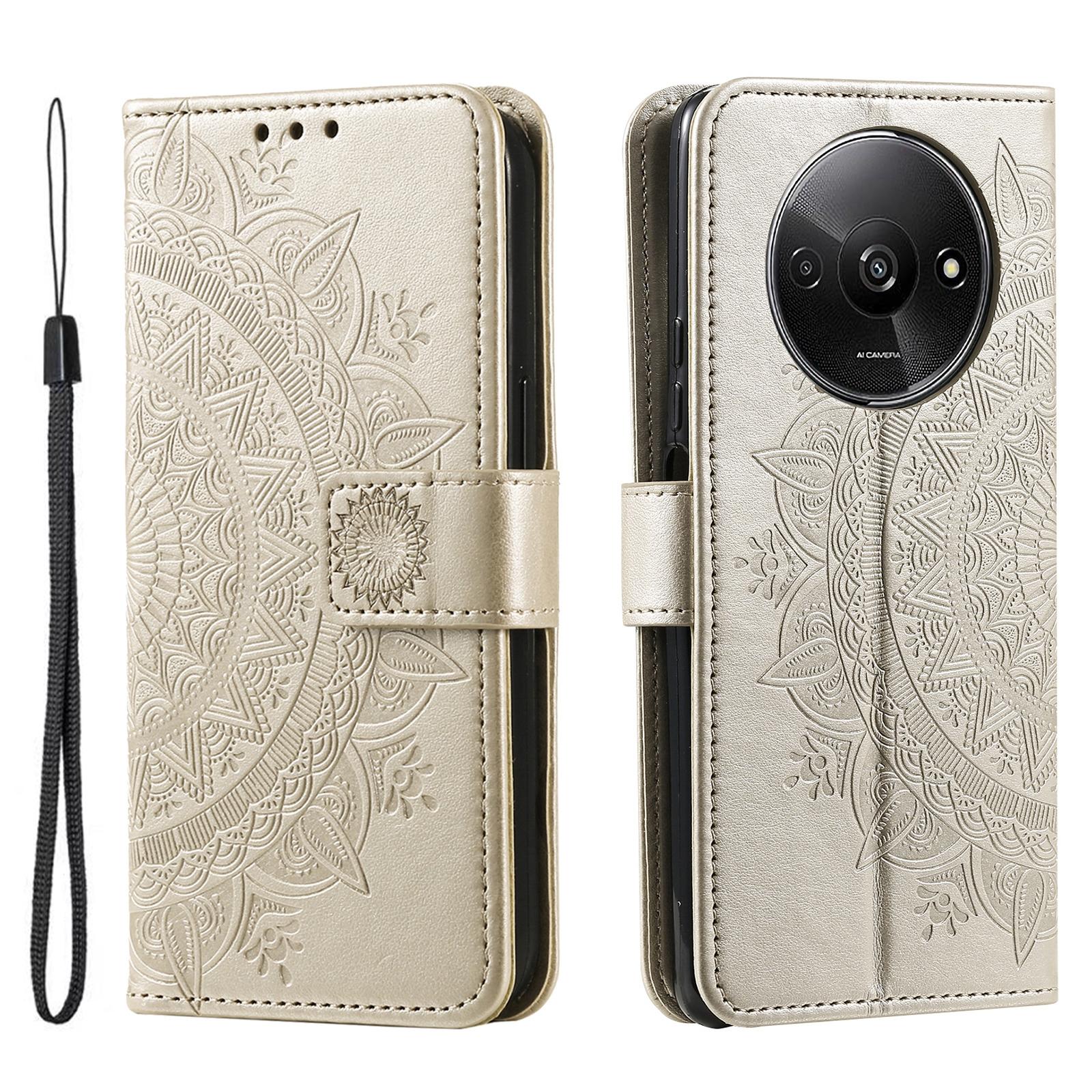 

For Xiaomi Redmi A3/Poco C61 4G Case Mandala Flower Imprinted Drop Resistant Leather Phone Wallet Cover H