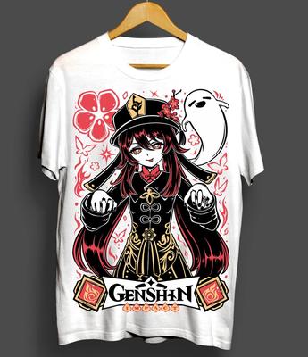 Hu Tao Tshirt Genshin Impact Gorou Anime Unisexga All Size White Shirt
