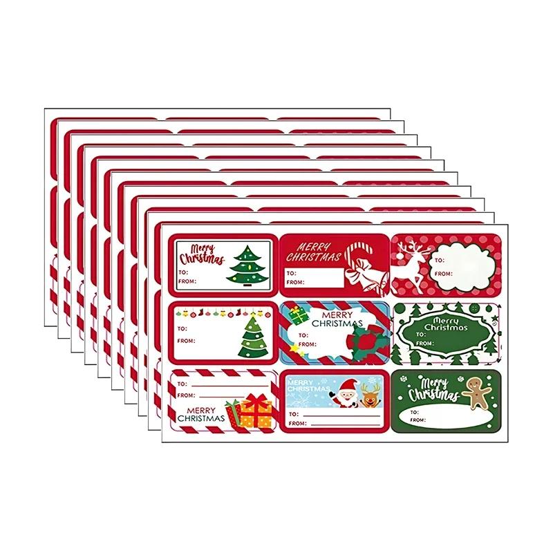 1-10Bags Christmas Stickers Gift Wrapping Seal Labels Name Tags for Baking Packages Envelopes Cards Holiday Stationery Decor