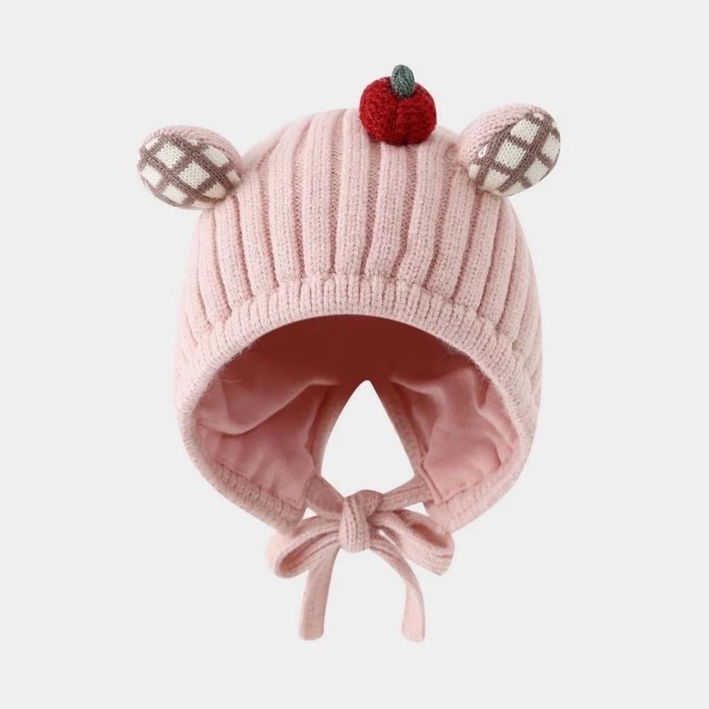 Cute Toddler's Plush Knitted Hat Cold-Resistant Kids Ear Protection Hat  Photography Props