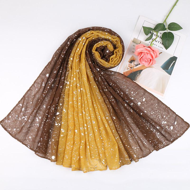 Fashion Ombre Two-tone Glitter Gradient Viscose Shawl Scarf Women Shimmer Bling Wrap Pashmina Stole Bufandas Muslim Hijab Snood
