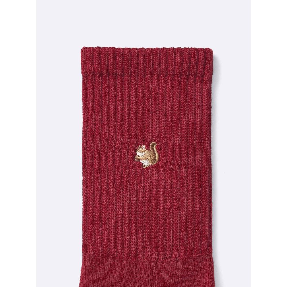 Gu Style Heat Pile Crew Socks Embroidery