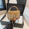 Women's Square Shoulder Bag Square Bag with Woven Chain Pouch Ethnic Bohemian Style