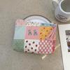 Adorable Blue Cartoon Makeup Bag: Mini Pure Cotton Coin and Earphone Pouch, Lipstick Carrier, Portable Storage.