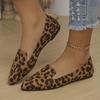 Women'S Leopard Print Slip-On Flats - Soft Sole Comfortable Pointed Toe Shoes with Bow Detail, Lightweight Casual Shoes for Spring & Fall