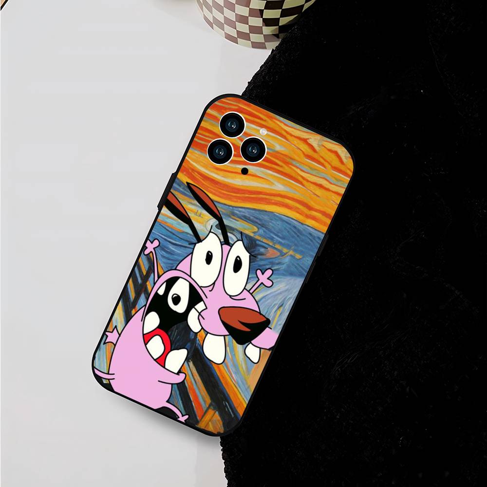 Cartoon Courage The Cowardly Dog-G For iPhone 13,17,11,12,16,14,15,Plus,Pro Max Soft Silicone Black Phone Case